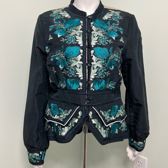 NOA NOA Turn back silk embroidered floral medium blazer jacket NEW - Picture 1 of 8